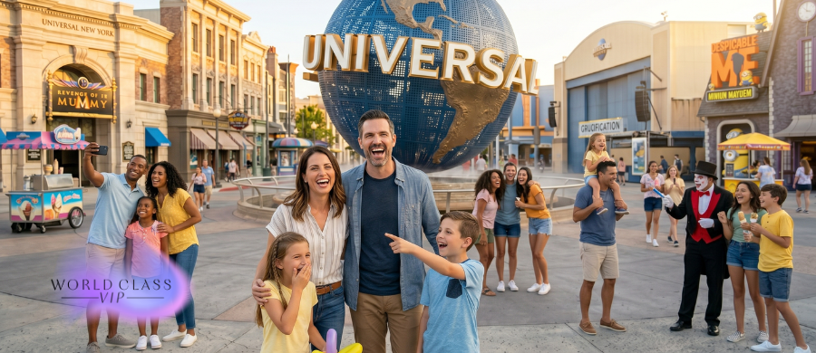 A family visiting Orlando, Florida to experience the great theme parks