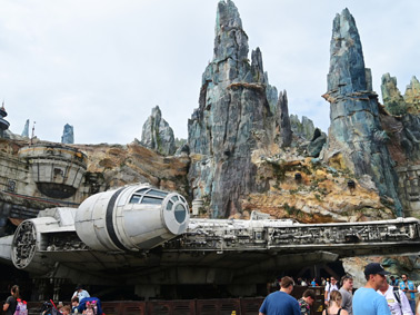 The Millennium Falcon attraction at Galaxy's Edge The Millennium Falcon attraction at Galaxy's Edge in Orlando, Florida